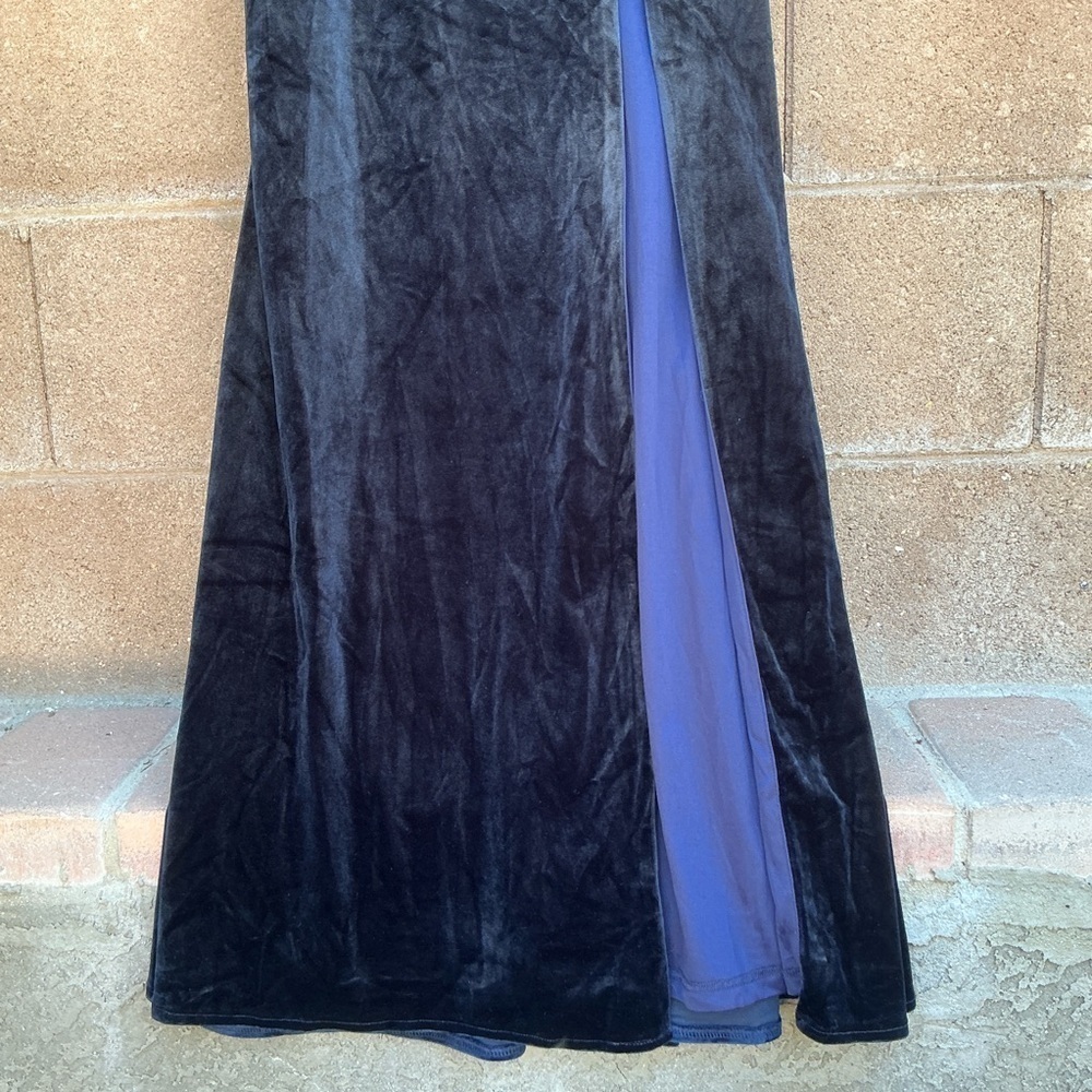 NWT Lulu’s Elegant Luxury Navy Blue Velvet Cowl Neck Maxi Dress Large Romantic - Picture 9 of 10